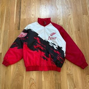 Logo Athletic Splash Detroit Red Wings NHL Vintage 90s Logo Puffer Jacket Large